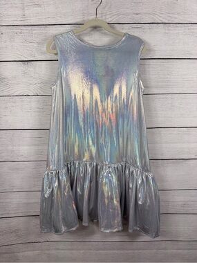 NWT The Tiny Universe Silver Holographic Gloss Dress Girls Size 8Y (128)